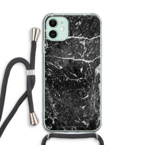 Zwart marmer: iPhone 11 Transparant Hoesje met koord