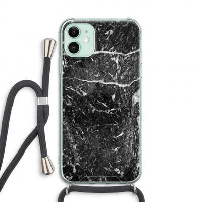 Zwart marmer: iPhone 11 Transparant Hoesje met koord