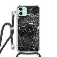 Zwart marmer: iPhone 11 Transparant Hoesje met koord