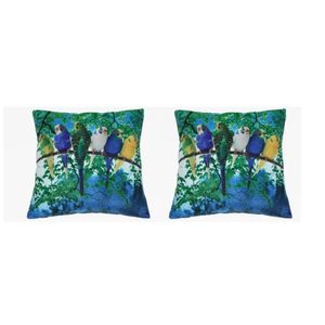 Set van 2x stuks sierkussens met print van grasparkiet vogels 35 x 35 cm