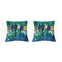 Set van 2x stuks sierkussens met print van grasparkiet vogels 35 x 35 cm