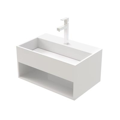 Fontein Aloni Solid | 50x32.4x25 cm | Solid Surface | Wandmontage | 1 kraangat | Rechthoek | Wit mat