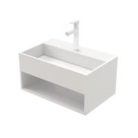Fontein Aloni Solid | 50x32.4x25 cm | Solid Surface | Wandmontage | 1 kraangat | Rechthoek | Wit mat