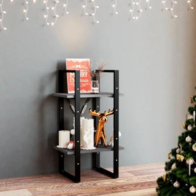 Boekenkast met 2 schappen 40x30x70 cm massief grenenhout grijs