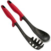 Kook/keuken gerei - set van 2x stuks - zwart/rood - kunststof - kook accessoires - Soeplepels