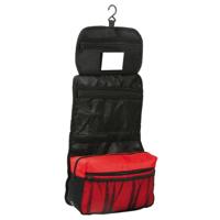 Hangende toilettas - zwart/rood - 27 cm - make-up tas - heren/dames