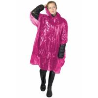 Wegwerp regenponcho - 4x - roze - voor volwassenen - met capuchon - budget line