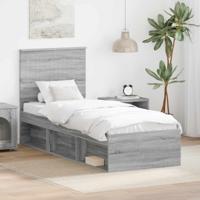 Bedframe Grijs Sonoma 75 x 190 cm Massief grenenhout