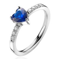 Zinzi ZIR2134B Ring Hart zilver-zirconia blauw-wit Maat 56 - thumbnail