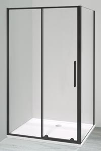 Luca Varess Morano douchecabine met schuifdeur en vaste zijwand 90 x 120 cm helder glas mat zwart profiel