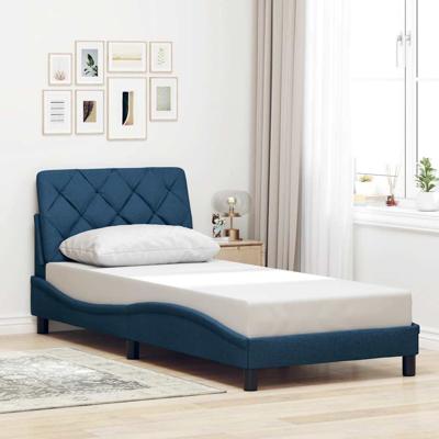 Bedframe zonder matras 90x190 cm stof blauw