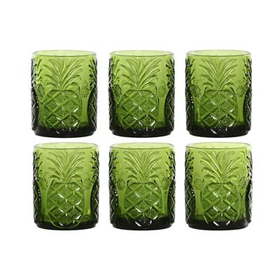 Glazenset Home ESPRIT Groen Kristal Met reliëf 300 ml (6 Stuks)