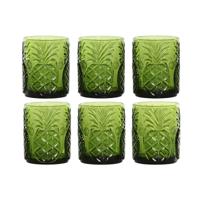 Glazenset Home ESPRIT Groen Kristal Met reliëf 300 ml (6 Stuks)