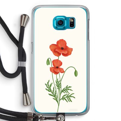 Red poppy: Samsung Galaxy S6 Transparant Hoesje met koord
