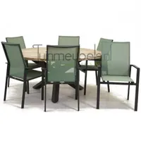 Tuinstoel Delia amandel hoge rug met Louvre 160 cm teaktafel