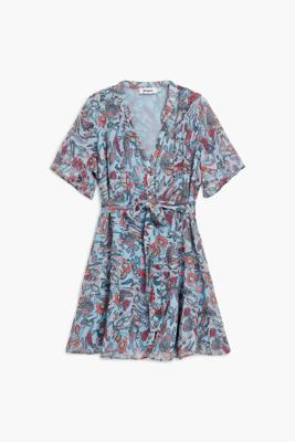 Midijurk met bloemmotieven - BLUE - XS