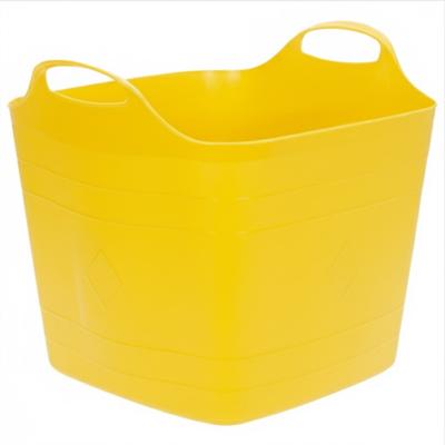 Excellent houseware Flexibele kuip / emmer - 2x - geel - 25 l - kunststof - 40 x 35 cm