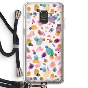 Terrazzo Memphis Pink: Samsung Galaxy A8 (2018) Transparant Hoesje met koord