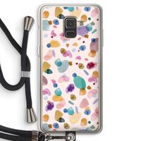 Terrazzo Memphis Pink: Samsung Galaxy A8 (2018) Transparant Hoesje met koord