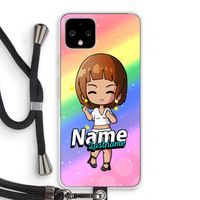 Chibi Maker vrouw: Pixel 4 Transparant Hoesje met koord