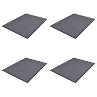 Deurmatten 4 st 90x60 cm PVC grijs