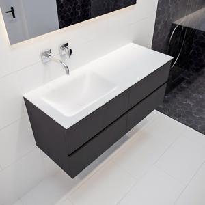 Mondiaz Vica Cloud badmeubel antraciet mat 120 cm 4 lades solid surface enkele spoelbak links zonder kraangat