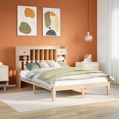 Bed met boekenkast zonder matras massief grenenhout 140x200 cm