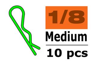 Body clips voor 1/8, groen, medium, 45 graden gebogen (10 stuks)