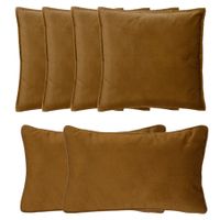 Bank/sierkussens huiskamer Sophia - set 6x stuks - Goud/bruin - polyester - met rits - 2 formaten - thumbnail