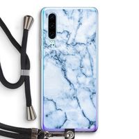 Blauw marmer: Huawei P30 Transparant Hoesje met koord