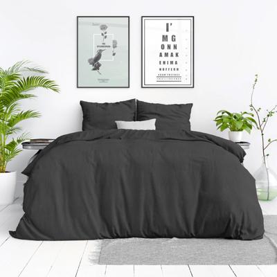 Dekbedovertrek Stone Washed Antraciet LitsJumeaux (240x220 Cm) Antraciet Katoen Effen Dreamhouse - Overtrek - 240x220 Cm (Lits-Jumeaux) - - Dekbed-Discounter.nl
