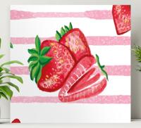 Canvas schilderij stilleven en fruit Beschilderde aardbeien