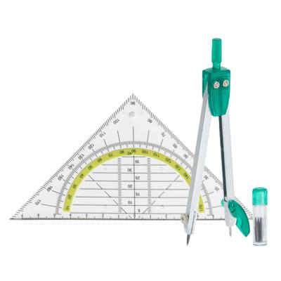Geodriehoek 3x stuks met passer set - wiskunde school set - Wiskunde/rekenen - Schoolspullen
