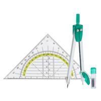 Geodriehoek 3x stuks met passer set - wiskunde school set - Wiskunde/rekenen - Schoolspullen