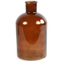 Countryfield Bloemenvaas - bruin - doorzichtig glas - apotheker fles - 17 x 30 cm