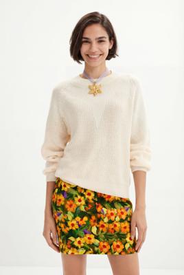 Effen trui met doorschijnende delen - WHITE - XL