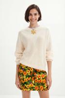 Effen trui met doorschijnende delen - WHITE - XL