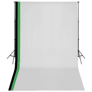 vidaXL Fotostudioset met 3 katoenen achtergronden en frame 3x5 m