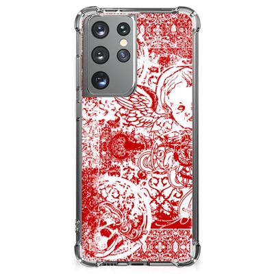 Extreme Case Samsung Galaxy S21 Ultra Angel Skull Rood Extreme Case Samsung Galaxy S21 Ultra Angel Skull Rood