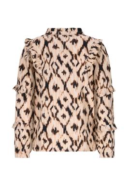 Like Flo winter blouse meisjes - beige/bruin - Carlin - geweven - ruffle