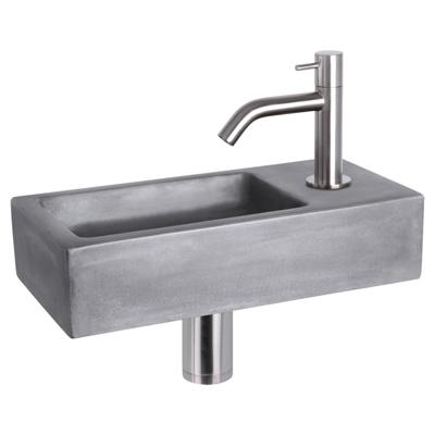 Differnz Ravo fonteinset beton donkergrijs - kraan gebogen - 38.5 x 18.5 x 9 cm - mat chroom