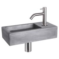 Differnz Ravo fonteinset beton donkergrijs - kraan gebogen - 38.5 x 18.5 x 9 cm - mat chroom