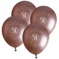 Verjaardag leeftijd ballonnen 80 jaar - 24x - rosegoud - 30 cm - Feestartikelen/versieringen