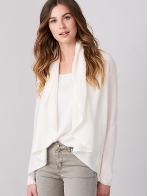 Open cashmere cardigan met sjaalkraag