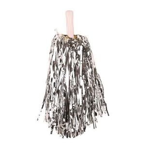 Pompom zilver stick