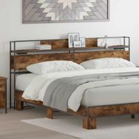 Opberghoofdbord met plank Gerookt eiken 200 cm Bewerkt hout