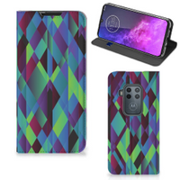 Motorola One Zoom Stand Case Abstract Green Blue - thumbnail