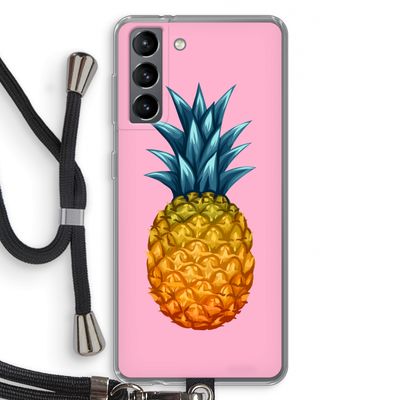 Grote ananas: Samsung Galaxy S21 Transparant Hoesje met koord