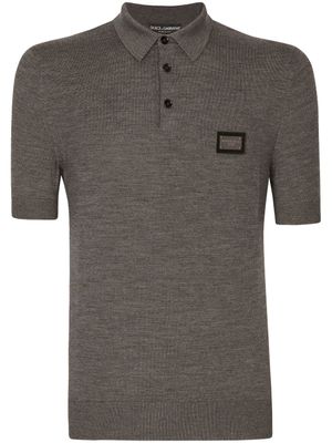 Dolce & Gabbana polo en laine vierge à étiquette logo - Marron