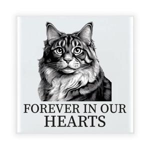 Herdenking cadeau tegel kattenliefhebber - Noorse Boskat kat/poes - zwart/wit - keramiek - 15 cm